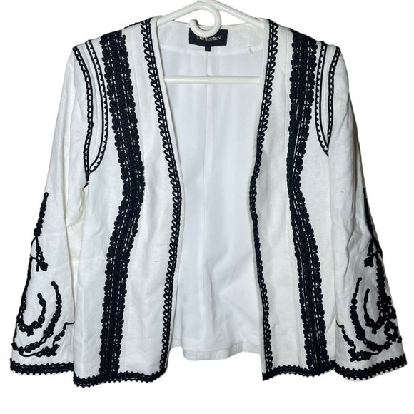 Kobi Halperin White Linen Collared Blazer Small - Picture 4 of 9